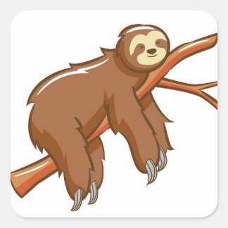 Hanging sloth vierkante sticker