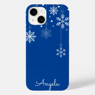 Hanging Snowflakes Blue Unique Name iPhone 14 Hoes