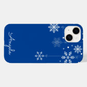 Hanging Snowflakes Blue Unique Name iPhone 14 Hoes (Achterkant (horizontaal))