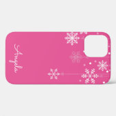 Hanging Snowflakes rose Nom unique iPhone 12 Coque (Verso (horizontal))