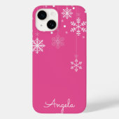 Hanging Snowflakes rose Nom unique iPhone 14 Coque (Verso)