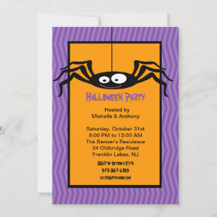 Hanging Spider Halloween Invitation Kaart