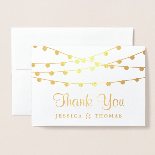 Hanging String Lights Moderne foto bruiloft Folie Kaarten (Voorkant met envelop)