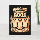 Hanging With My Boos Funny Halloween Ghost Workout Kaart (Voorkant)