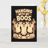 Hanging With My Boos Funny Halloween Ghost Workout Kaart (Gele Bloem)