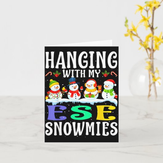 Hanging With My Ese Snowmies Teacher Christmas Gif Kaart (Gele Bloem)