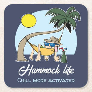 Hangmat Life Chill Mode Geactiveerde Grappige Cart Vierkante Kartonnen Onderzetter