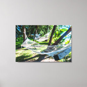 Hangmat op het strand, Fiji Canvas Afdruk