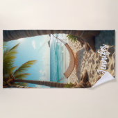 Hangmat strand zee palmbomen strandlaken (Voorkant)