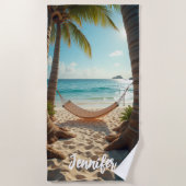 Hangmat strand zee palmbomen strandlaken (Voorkant)
