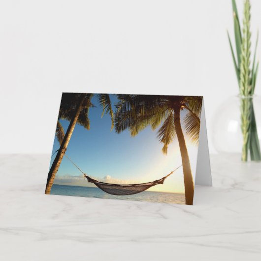 Hangmat tussen Palmen op Tropisch Strand Kaart (Voorkant)