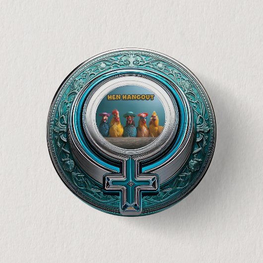 HANGOUT VOOR KIPPEN RONDE BUTTON 3,2 CM (Voorkant)