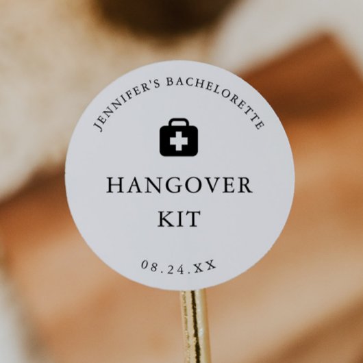 Hangover Kit Bachelorette Party Favor Ronde Sticker