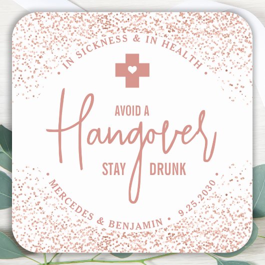 Hangover Kit Blijf Drink Roos Gold Weddenschap Vierkante Sticker