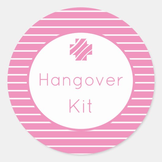 Hangover Kit Helder Roze Gestreept Stickers (Voorkant)