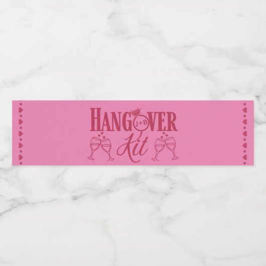 Hangover Kit-Magenta en Roze bruiloft Waterfles Etiket (Enkel label)