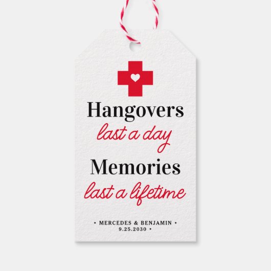 Hangover Recovery Kit Personalized Wedding Favor Cadeaulabel (Achterkant)