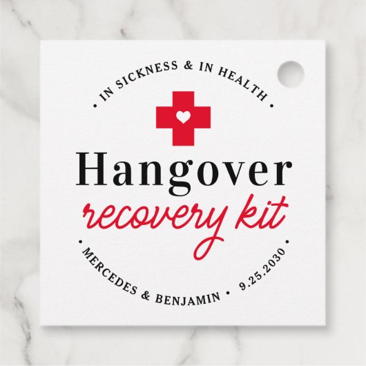 Hangover Recovery Kit Personalized Wedding Party Bedankjes Labels (Achterkant)