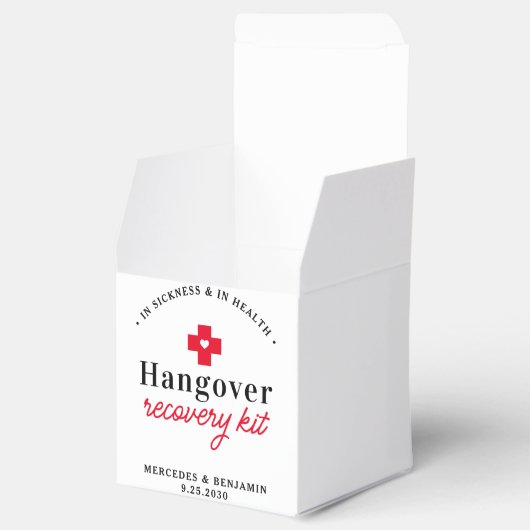 Hangover Recovery Kit Personalized Wedding Square Bedankdoosjes (Geopend)