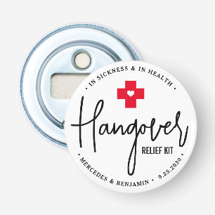 Hangover Relief Kit Personalized Wedding Favor Button Flesopener