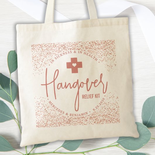 Hangover Relief Kit Roos Gold Wedding Favor Tote Bag