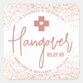 Hangover Relief Kit Roos Gold Wedding Favor Vierkante Sticker (Voorkant)