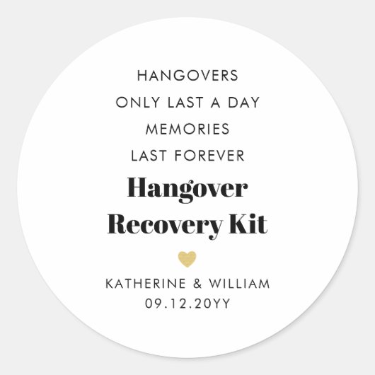 Hangovers is nog maar een dag geleden, Hangover Re Ronde Sticker (Voorkant)