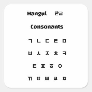 Hangul medeklinkers / 한글 자음 vierkante sticker