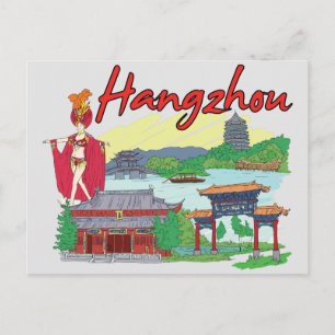 Hangzhou, China Famous City Briefkaart