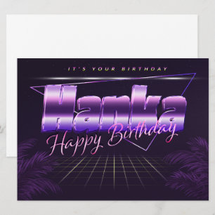 Hanka prénom carte rétro lilas anniversaire