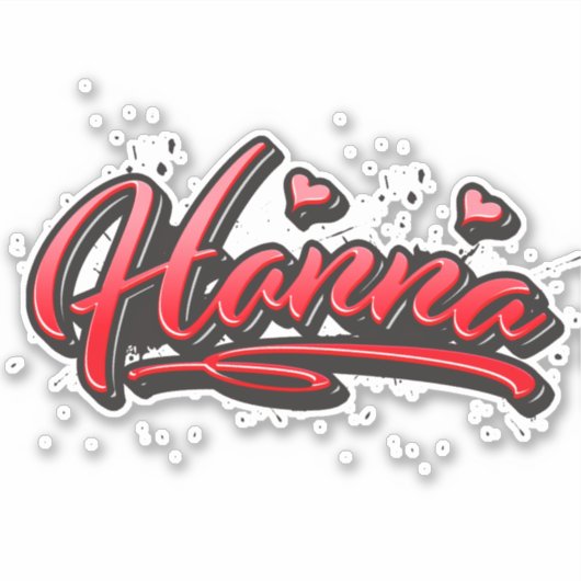 Hanna red Heart Graffiti Aufkleber Sticker (Voorkant)