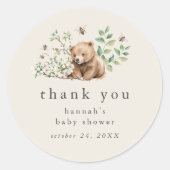HANNAH  Beer Woodland Baby shower Dank u Ronde Sticker (Voorkant)