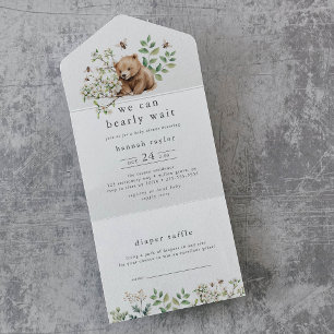 HANNAH Beer Woodland Luier Raffle Baby shower All In One Uitnodiging