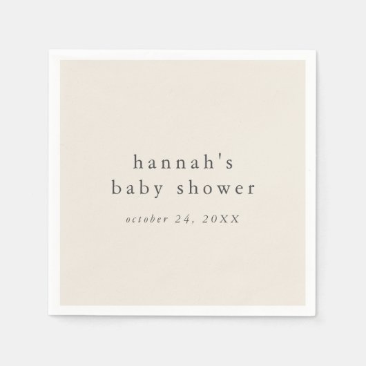 HANNAH  Cream Rustiek Eenvoudig Baby shower Servet (Voorkant)
