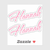 Hannah Decoratieve Naam in Roze x2 Sticker (Vel)