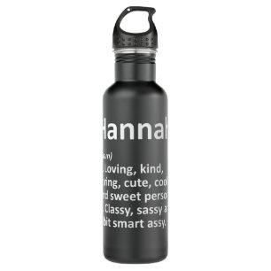 HANNAH Definition Persoonlijke naam Funny Birthday Waterfles