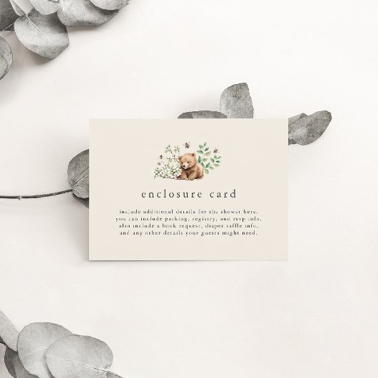 HANNAH Gender Neutraal Woodland Baby shower Informatiekaartje