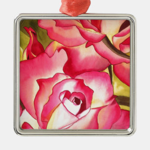Hannah Gordon pink Rose waterverf art Metalen Ornament