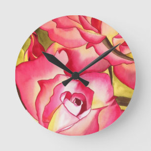 Hannah Gordon pink Rose waterverf art Ronde Klok