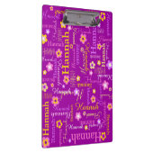 Hannah heeft het korte paarse klembord voor tekstb (Rechts)