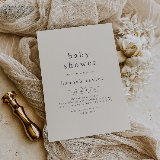HANNAH Modern Cream Eenvoudig Baby shower Kaart