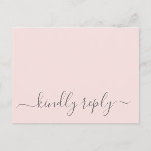 Hannah Modern Simple Pink Meal Choice RSVP Wedding Briefkaart