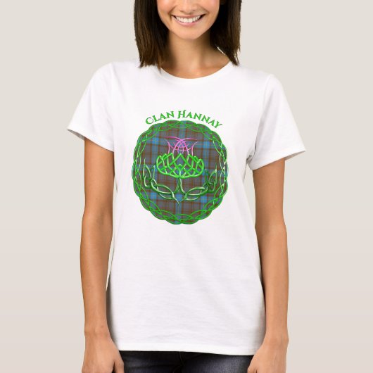 Hannah Scottish Tartan Celtic Thistle T-Shirt (Voorkant)