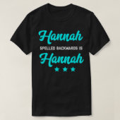Hannah Spelde Backwards is Hannah Tshirt Word Pla (Design voorkant)