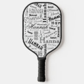 Hannah Typography Black White Pickleball Paddle (Achterkant)