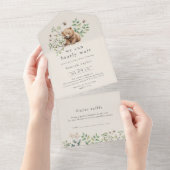 HANNAH Woodland Luier Raffle Baby shower All In One Uitnodiging (Afscheurbaar)