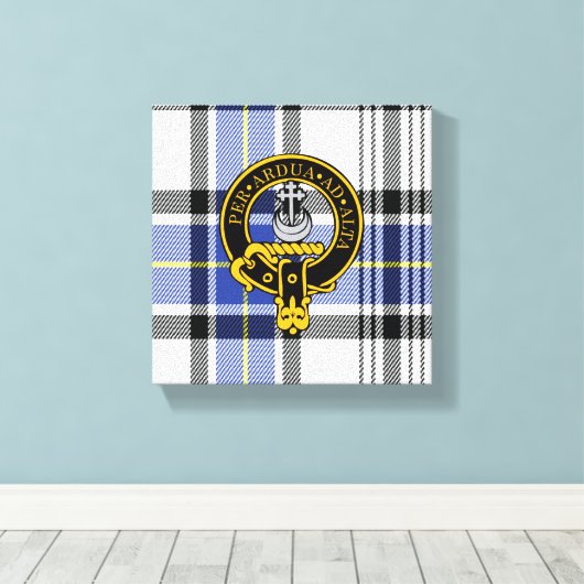 Hannay Scottish Crest en Tartan Canvas print (Insitu (Houten vloer))