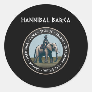 Hannibal Barca 2e Punische Oorlog in Carthago Ronde Sticker