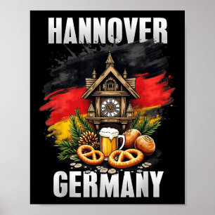 Hannover Duitsland Souvenir Duitse vlag reizen Poster