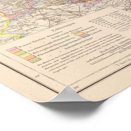 Hannover, Sleeswijk-Holstein, Kaart Noord-Duitslan Poster (Hoek)